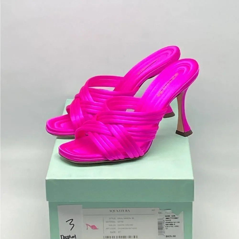 Aquazzura Oahu 95MM Strappy Satin Sandals size 37
